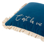 Plain Blue Cushions - Cest La Vie Embroidered Cushion Cover Navy furn.