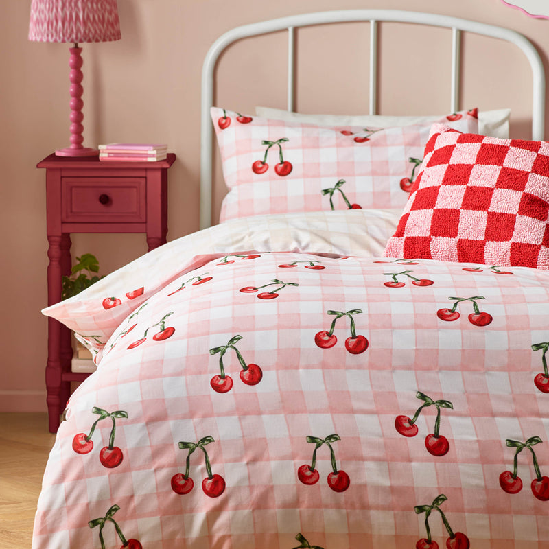  Bedding - Cherry Gingham  Duvet Cover Set Pink Heya Home