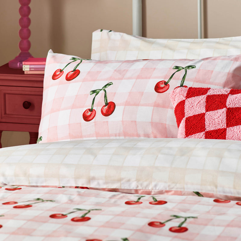  Bedding - Cherry Gingham  Duvet Cover Set Pink Heya Home