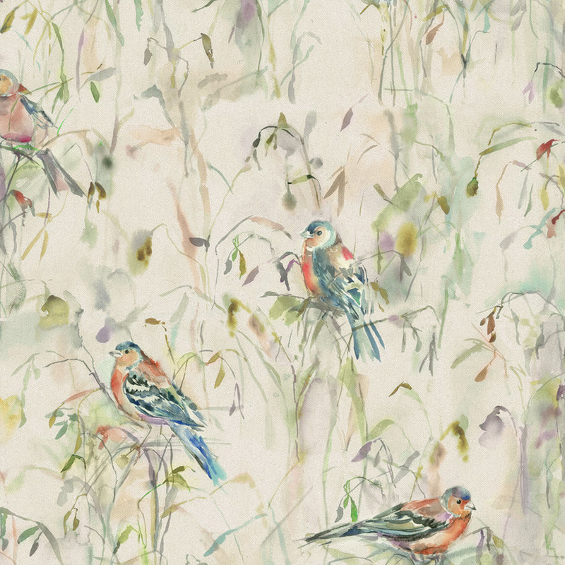 Chaffinch Printed Fabric Sample Swatch Linen