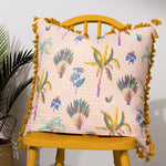 furn. Chamae Floral Tasselled Cushion Cover in Coral