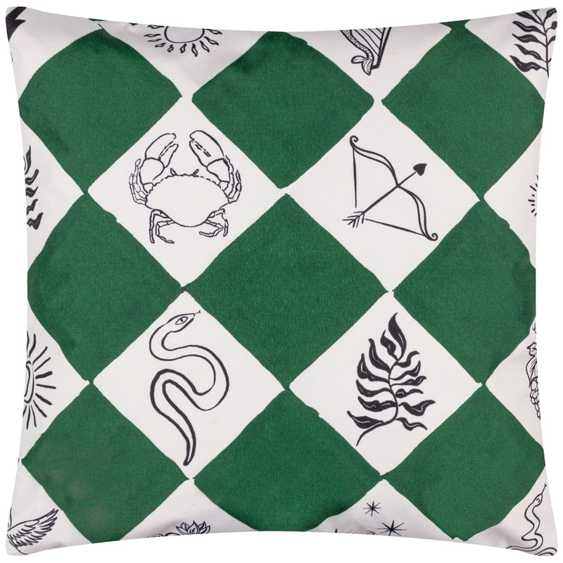 furn. Checkerboard Outdoor Cushion Cover in Green