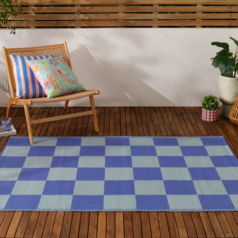Check Blue Rugs - Checkerboard 120x180cm Outdoor 100% Recycled Rug Blue furn.