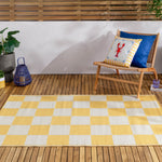 Check Yellow Rugs - Checkerboard 120x180cm Outdoor 100% Recycled Rug Yellow furn.