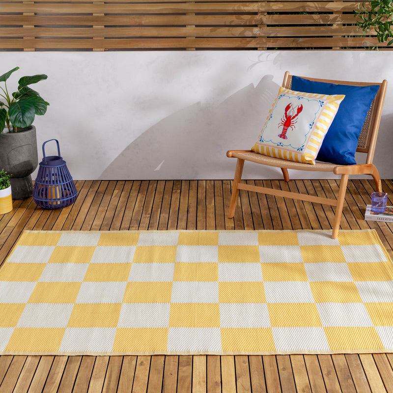 Check Yellow Rugs - Checkerboard 120x180cm Outdoor 100% Recycled Rug Yellow furn.