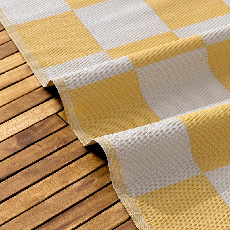 Check Yellow Rugs - Checkerboard 120x180cm Outdoor 100% Recycled Rug Yellow furn.