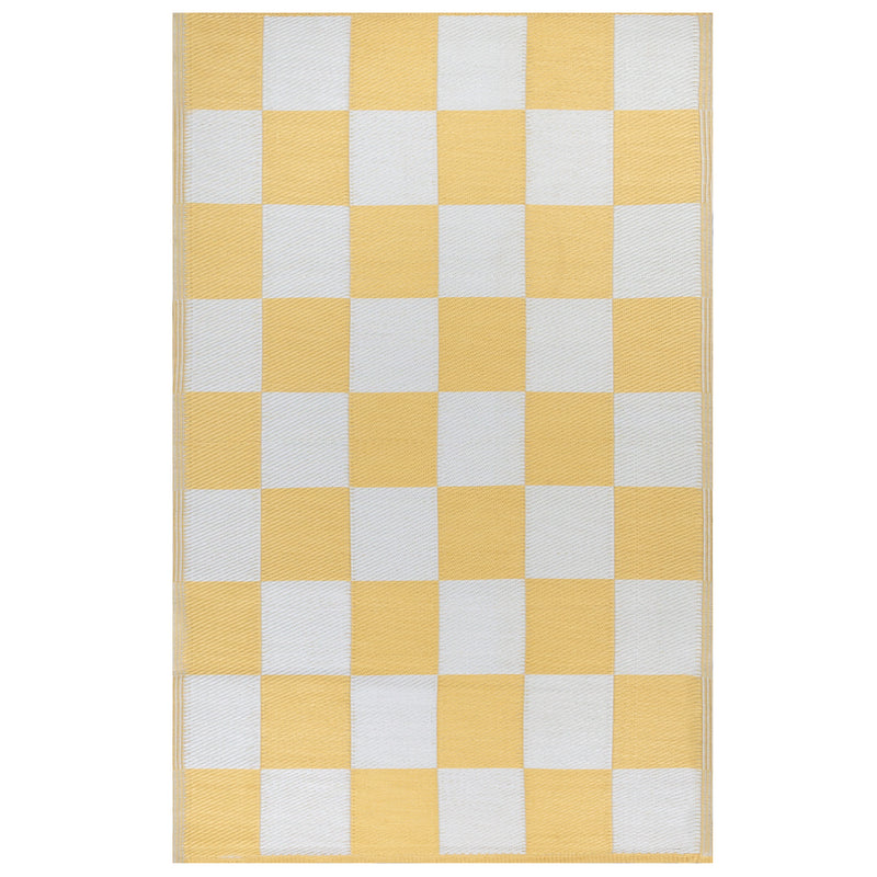 Check Yellow Rugs - Checkerboard Recycled Outdoor Outdoor Rug Yellow furn.