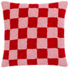 heya home Check Knitted Cushion Cover in Red or Dead Pink