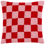 heya home Check Knitted Cushion Cover in Red or Dead Pink