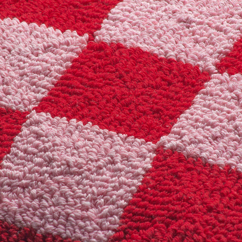 heya home Check Knitted Cushion Cover in Red or Dead Pink