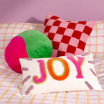 heya home Check Knitted Cushion Cover in Red or Dead Pink