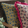 Chedworth Piped Velvet Cushion Lemon/True Blue