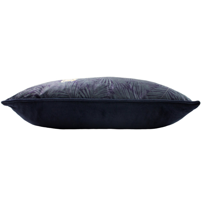 Paoletti Cheetah Forest Velvet Cushion Cover in Navy