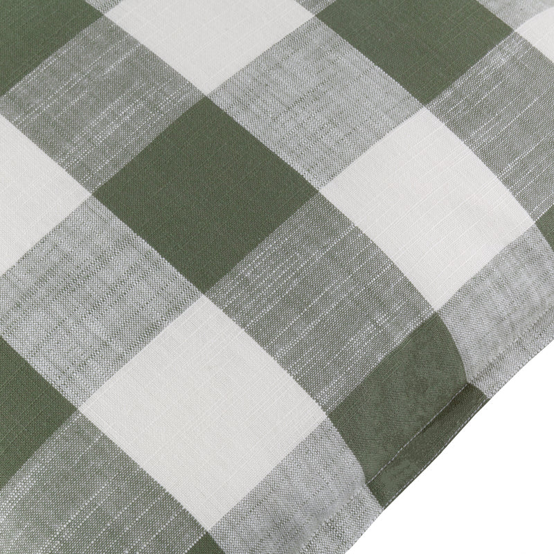 Check Green Cushions - Chesil Check 100% Cotton Outdoor Cushion Cover Moss Yard