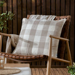 Check Beige Cushions - Chesil Check 100% Cotton Outdoor Cushion Cover Natural Yard