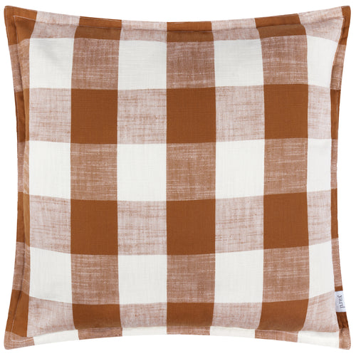 Check Brown Cushions - Chesil Check 100% Cotton Outdoor Cushion Cover Pecan Yard