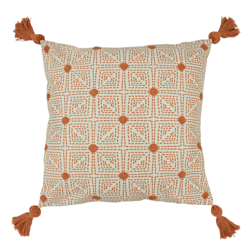 furn. Chia Tufted Cotton Cushion Cover in Coral