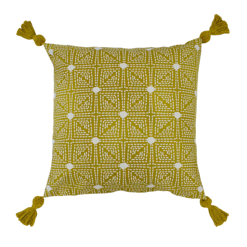 furn. Chia Tufted Cotton Cushion Cover in Ochre