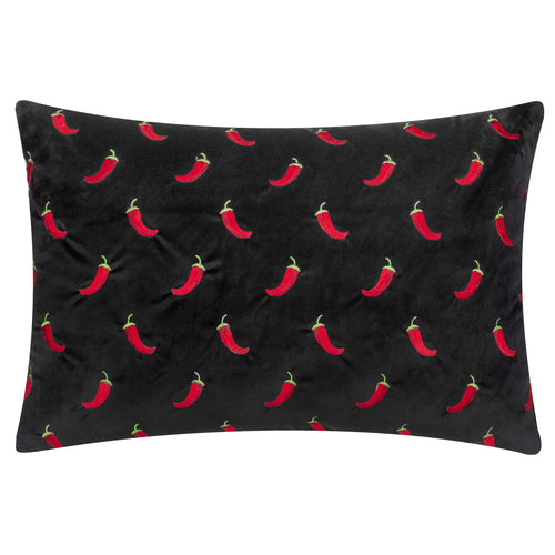  Black Cushions - Chillies Embroidered Cushion Cover Black furn.