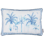 Floral Blue Cushions - Chora Printed Piped Feather Filled Cushion Cobalt Voyage Maison