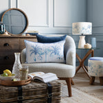 Floral Blue Cushions - Chora Printed Piped Feather Filled Cushion Cobalt Voyage Maison