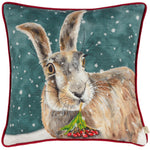 Evans Lichfield Christmas Hare Cushion Cover in Teal