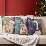 Evans Lichfield Christmas Hare Cushion Cover in Teal