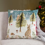 Evans Lichfield Christmas Owl Cushion Cover in Teal