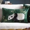 Animal Green Cushions - Chuan Tranquil Panda Velvet Cushion Cover Emerald Paoletti