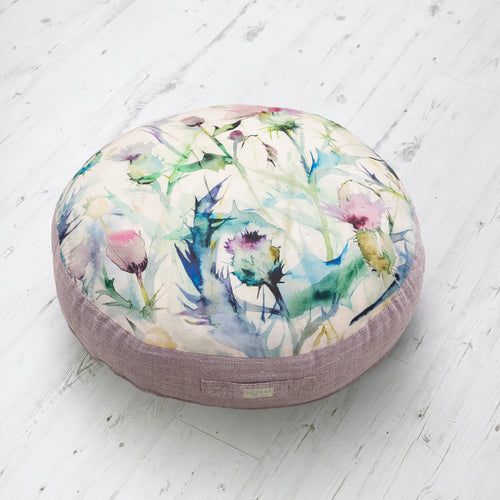 Floral Green Cushions - Cirsium Printed Floor Cushion Damson Voyage Maison