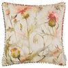 Floral Orange Cushions - Cirsium Printed Feather Filled Cushions Russet/Cream Voyage Maison