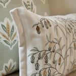 Floral White Cushions - Chinese Lanterns Embroidered Cushion Cover Linen Sanderson