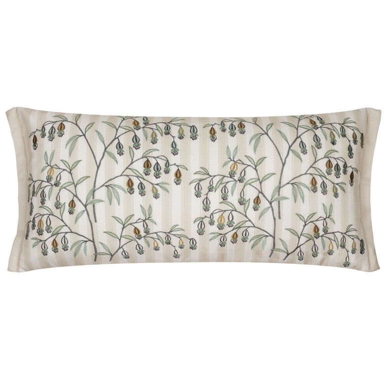 Floral White Cushions - Chinese Lanterns Embroidered Cushion Cover Linen Sanderson