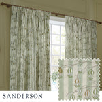 Floral Green Curtains - Chinese Lanterns Embroidered Pencil Pleat Curtains Sage Sanderson