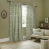 Floral Green Curtains - Chinese Lanterns Embroidered Pencil Pleat Curtains Sage Sanderson