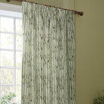 Floral Green Curtains - Chinese Lanterns Embroidered Pencil Pleat Curtains Sage Sanderson