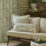 Floral Green Curtains - Chinese Lanterns Embroidered Room Darkening Pencil Pleat Curtains Sage Sanderson