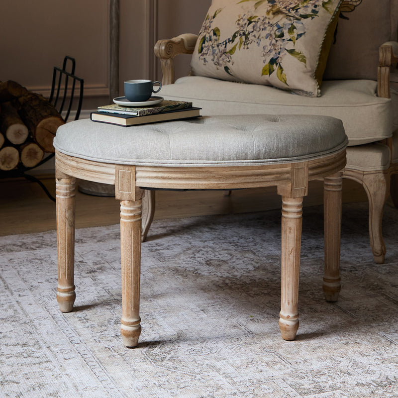 Plain Cream Furniture - Claudette  Footstool Natural Voyage Maison