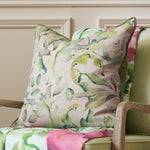 Floral Green Cushions - Claudia Printed Piped Feather Filled Cushion Sand Voyage Maison