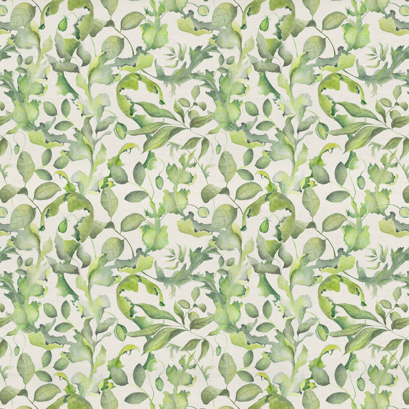 Floral Green Fabric - Claudia Printed Cotton Fabric (By The Metre) Cream Voyage Maison