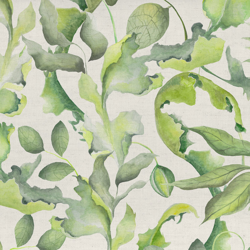 Floral Green Fabric - Claudia Printed Cotton Fabric (By The Metre) Cream Voyage Maison