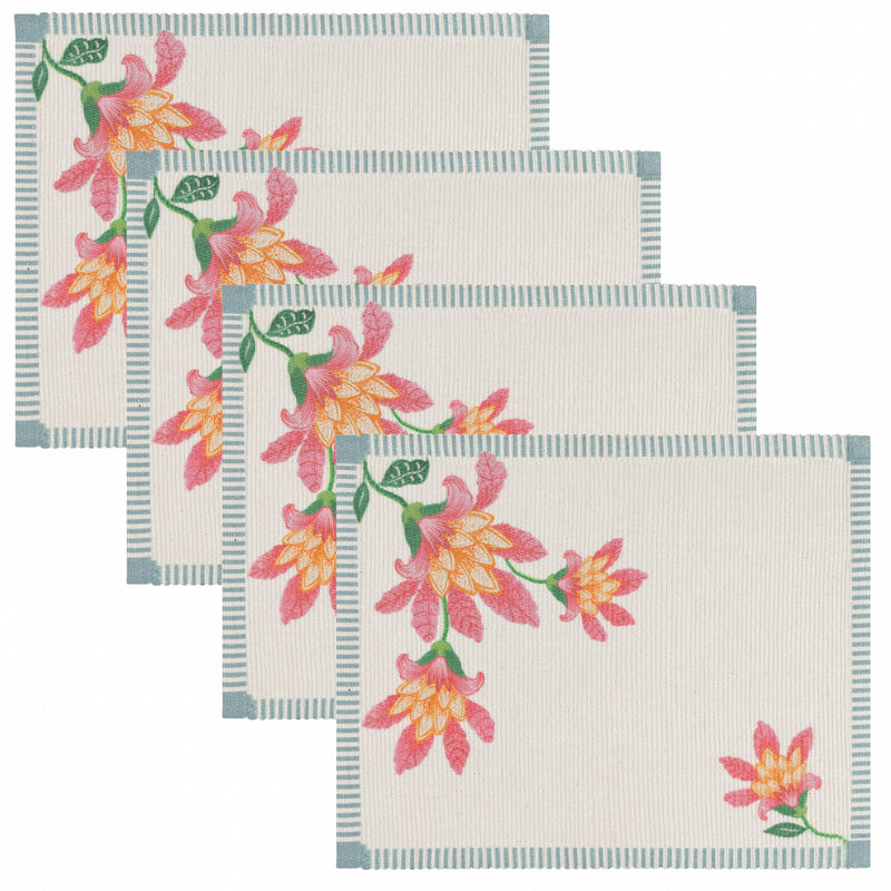 Floral Red Kitchen - Claudia Indoor/Outdoor Placemats Candy Red Wylder Nature