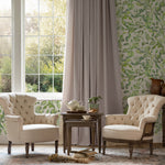 Floral Green Wallpaper - Claudia  1.4m Wide Width Wallpaper (By The Metre) Cream Voyage Maison