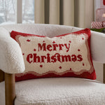  Red Cushions - Candy Merry Christmas Tufted Cushion Cover Red/White Furn