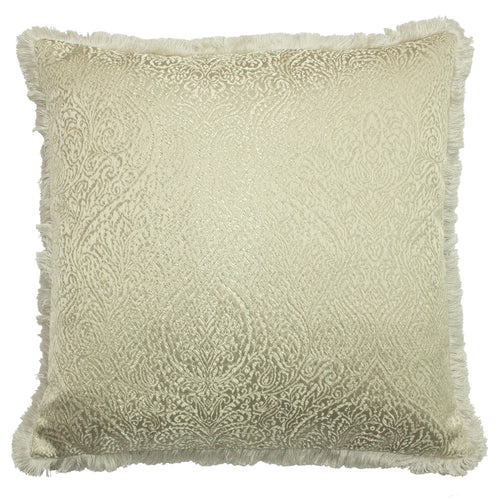  Cream Cushions - Coco Jacquard Fringed Cushion Cover Ivory Paoletti