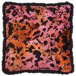 Paoletti Colette Animal Printed Satin Fringed Cushion Cover in Rouge