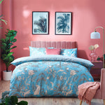 Colony Palm Botanical Duvet Cover Set Pool Blue