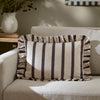 Striped Brown Cushions - Connie Striped Ruffle Cushion Cover Chocolate Wylder