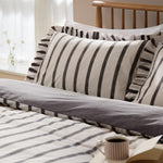 Striped Brown Bedding - Connie Striped Ruffle Duvet Cover Set Chocolate Wylder Nature