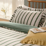 Striped Green Bedding - Connie Striped Ruffle Duvet Cover Set Moss Wylder Nature